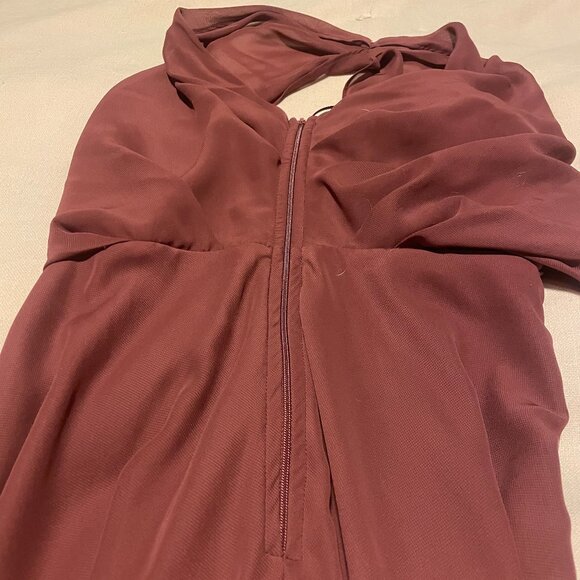 Birdy Grey Kira Bridesmaid Dress -  Chiffon in Dark Mauve, Size XS, with Slit - Picture 4 of 11